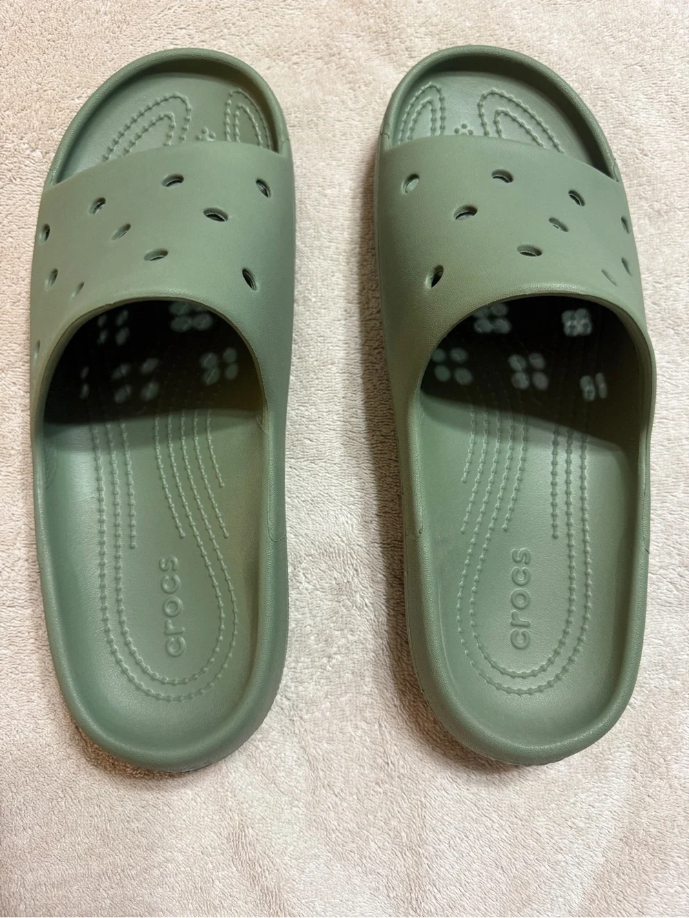 CROCS Mens Olive Green Slides